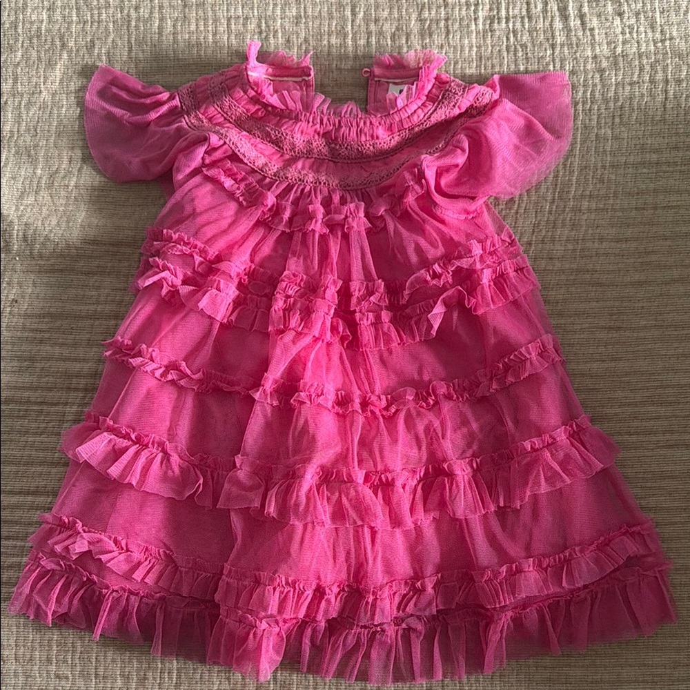 Girls Pink Ruffled Party Dress